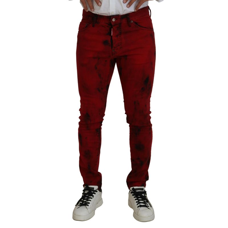 Dsquared Red Cotton Tie Dye Skinny Casual Men Denim Men's Jeans (Pre-Owned)